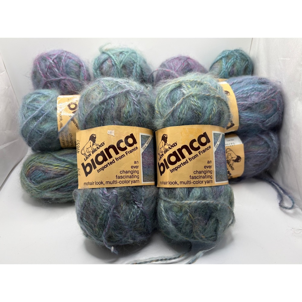 VTG 10 Ct Lion Brand Bianca Yarn Sea Mist Mohair Look Multi-Color France Worsted